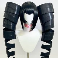 Anime Celestia Ludenberg Cosplay Yasuhiro Taeko Wig Artificial Black Hair Spiral Double Ponytail Role Play Props Accessories