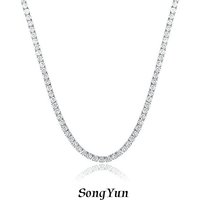SY Brand Jewelry 925 Sterling Silver Chain Tennis Necklace Gemstones Women Men Luxury Necklaces Rhodium Plated s925 Jewelry