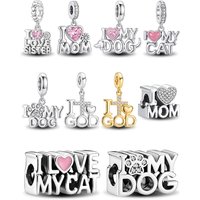 925 Sterling Silver Fashion I Love Mom God Dog Series Charm Pendant for Bracelets DIY Women's High Quality Fine Jewelry