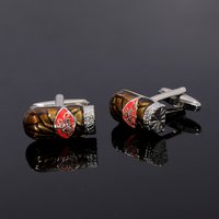 Punk Mens Metal Cigar Square Cufflinks Red Enamel Silver Tone For Shirt Suit Bukle For Formal Jewlery Birthday Gift