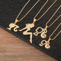 Classic New Design Girl Shape Simple Style Copper Charm Pendant Necklace For Women Lady Clavicle Chain Jewelry Wholesale Gifts