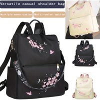 Neutral style backpack for men and women, suitable for daily travel and outings. Features a rear zipper with printed design.