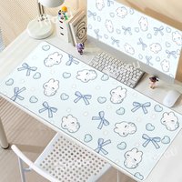 Blue Bow Bunny Creative Large Mouse Pad Ins Cartoon Office PC Decor Desk Mat Kawaii Girl Cute Gift Computer Anti Slip Mousepad