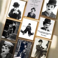 Charlie Chaplin Classic Modern Black And White Portrait Print Poster Art With Prints Home Bedroom Living Room Decoration Gift