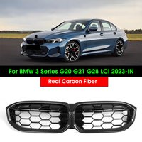 Touring Car Front Bumper Hood Kidney Grille For BMW 3 Series G20 G21 LCI 2023-IN Real Dry Carbon Fiber Racing Grills Replacement