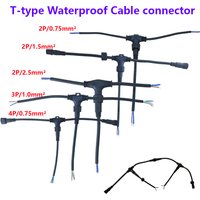 T-Type 2 3 4 pin Cable Splitter Connector Tee Outdoor Waterproof Light String 0.75 Square Wire Line LED Lighting Connect Cable