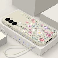 Flowers Lanyard Soft Case For Samsung Galaxy S26 S24 S23 Ultra S22 Plus S25 FE A57 A37 A17 A56 A16 A36 A54 A15 A55 Phone Cover