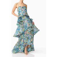 Layering Ruffle Edge Cake Long Dress Off Shoulder Suspender Summer Women's Holiday Dress New Casual Backless Garden Party Dress