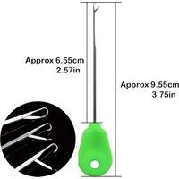 3Pcs Green Handle Fishing Bait Needles, Stainless Steel Fine Latch Baiting Needle, Multi-Function Carp Fishing Terminal Tackle A