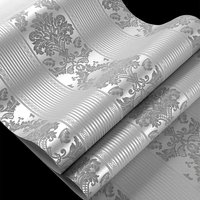 Grey 3D Victorian Damask Embossed Wallpaper Roll Home Decor Living Room Bedroom Wall Coverings Silver Floral Luxury Wall Paper