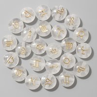 5pcs 8MM White Natural Crystal Flat Round 12 zodiac signs constellation Stone Charms For DIY Making Jewelry