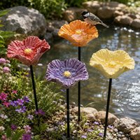 Outdoor Bird Flower Feeder Home Courtyard Decoration Fountain Garden Statue Sculpture Ceramic 4pcs Exquisite Bee Drinking Set
