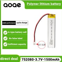 3.7V 752080 polymer lithium-ion battery-1500mAh high density-long cycle life Stable discharge-power supply for smart home device