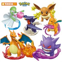 Keeppley Pokemon Building Block Toy Meowth Charizard Gengar Eevee Gardevoir Garchomp Cartoon Anime Figure Educational Gifts