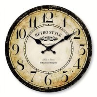 1pc retro wooden wall clock, wall clock designed by Paris watchmaker, non-ticking round silent clock, suitable for living room b