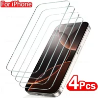 4Pcs Ultra Clear Tempered Glass for IPhone 17 16 15 Pro Max 17 Air 16E Screen Protector for IPhone 14 12 11 13 Pro X XR XS Max