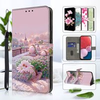 Painted Magnetic Flip Leather Wallet Case For iPhone 17 16 15 14 13 12 11 X Xr Xs 8 7 6 6s Se2 Se3 2022/20 Mini Air Plus Pro Max