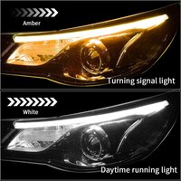 2pcs 12V 30/60CM LED DRL Car Daytime Running Light Flexible Strip Auto Headlights White Turn Signal Yellow Brake Flow Lights