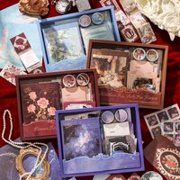 1 Set Luxury Journaling Kit - Vintage Aesthetic Scrapbook Supply Box with Stickers, Washi Tape & Paper