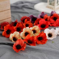 20PCS Autumn Artificial Silk Poppy Heads Home Wedding Party Christmas Decoration Fake Flowers Candy Box Cake DIY Accessories