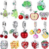 Fruit Series Charms 925 Silver Starlight Strawberry Cherry Apple Avocado Pendant Beads Fit Bracelets Necklaces DIY Jewelry Gifts