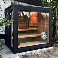 The Best Selling High Quality Custom Outdoor Redwood Garden Panoramic Side Door Steam Sauna with Showers 4 8 Family Spa Centers