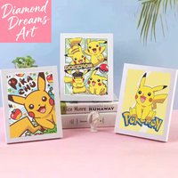 Frameless,Pokemon Crystal Diamond Painting 5D DIY Cross Embroidery Kit with Decoration Painting Children's Birthday Gift