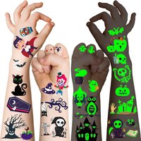 20 Sheets Luminous Halloween Temporary Tattoos, 360Pcs Halloween Cosplay Face Fake Tattoos, Glow In The Dark Tattoos, Holiday