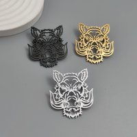 Original design hollow wild boar stainless steel gold-plated brooch, waterproof and non-fading brooch, men's suit accessories