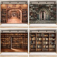 Bookshelf Backdrop Back to School Vintage Wooden Bookcase Magic Books Library Study Kids Portrait Photography Background Decor