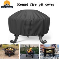 Oxford Cloth All Weather Protection Cover with Silver Coating & Bottom Drawstring, Universal Fit for All Size Round Fire Pit