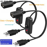 【AyS】1Pcs USB Extension Cable W ON OFF Switch LED Indicator For Raspberry Pi PC USB Fan LED Lamp Data Sync USB 2.0 Extender Cord