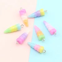 9*24mm 10pc Cute Simulated Unicorn Horn Resin Charms DIY Craft Decoration Jewelry Finding For Making Earring Necklace Accessory