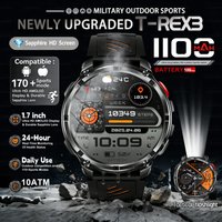 T-REX 3 Military Smartwatch Men 1100mAh Ultra Durable Battery SmartWatch 10ATM Waterproof HD Call 170+ Sport Mode LED Flashlight