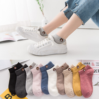10 Pairs Women Low Tube Socks Cute Bear Pattern Fashion Breathable Casual Style Comfortable For Female