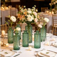 6/12pcs Vintage French Glass Bud Vase Small Diamond Bud Flowers Vases for Table Centerpiece Office Wedding Home Decor