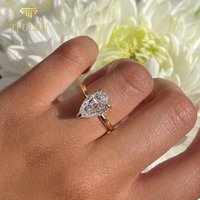 TFGLBU D Color Pear Moissanite Ring for Women Sparking Lab Diamond Solid S925 Silver Plated 18k Proposal Wedding Ring Jewelry