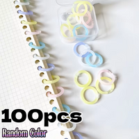 20/100pc Colorful Loose-leaf Ring Assembly Binding Coil Plastic Detachable Punch Ring Buckle File Organization Office Accessorie