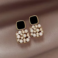 Exquisite Luxury Micro Inlaid Zircon Geometric Square Earrings for Woman 2024 Korean Fashion Jewelry Party Girls Unusual Earring