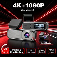 Nouvelle Caméra de Tableau de Bord 4K à Double Objectif Q6 2026 – Enregistreur de Conduite HDR 4K Avant + 1080P Arrière avec Supercapaciteur, WiFi et Surveillance de Stationnement 24H