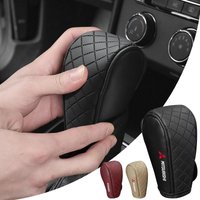 Car Gear Shift Cover PU Leather Shift Lever Cover Gearbox Shifter Knob Emblems For Mitsubishi ralliart Lancer 9 10 ASX Outlander