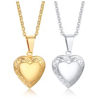 Heart Pendants Openable Photo Frame Stainless Steel Jewelry Necklaces For Women Family Love Girlfriend Valentine's Day Gift