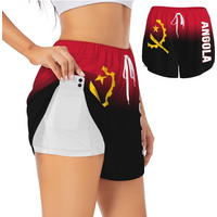 Women Girl Sports Shorts Angola Flag for Female Yoga Running Pilates Fitness Workout Lightweight Activities