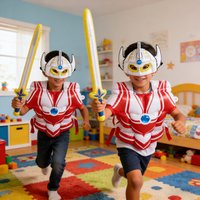 3pcs Theme Creative Cartoon Sword And Mask Armor Set Birthday Party Boys Wearable Mask Armor Balloon Set