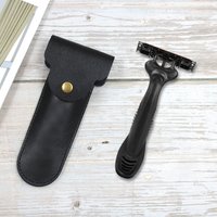 Manual Razor Leather Case, Travel Beard Trimmer Accessories Razor Small Bag Beard Repair Portable Leather Storage Bag
