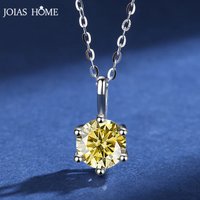 JOIAS HOME Silver s925 1ct D COLRO Moissanite Round Gemstone Pendant Necklace Simple and Elegant O-Chain Fashion Versatile
