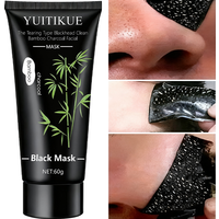 YUITIKUE Bamboo Charcoal Black Mask Tearing Type for Deep Cleansing Blackhead Removal Oil Control Gentle Skin Care Refreshing