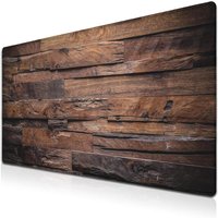Dark Wood Vintage Desk Mat – XXL Waterproof Gaming Mouse Pad with Non-Slip Base for Work & Office
