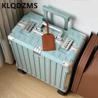 KLQDZMS Carry-on Travel Luggage Bag 18 Inch Boarding Box Women's ABS + PC Trolley Case Students Small Aluminum Frame Suitcase
