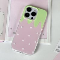 Cute Pink Strawberry Polka Dot Phone Case For IPhone 17 Pro 16 15 14 13 12 11 Pro Max 16e X XR XS Max 7 8 Plus Soft Back Cover